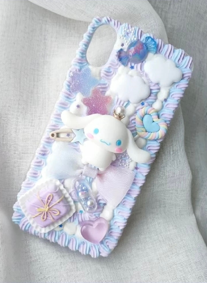 Creamy Glue Phone Case with Cinnamoroll Decoration