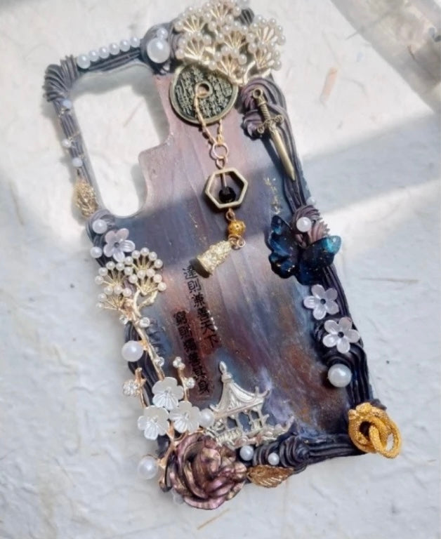 Chinese Ancient Style Hairpin Tassel Cream Phone Case