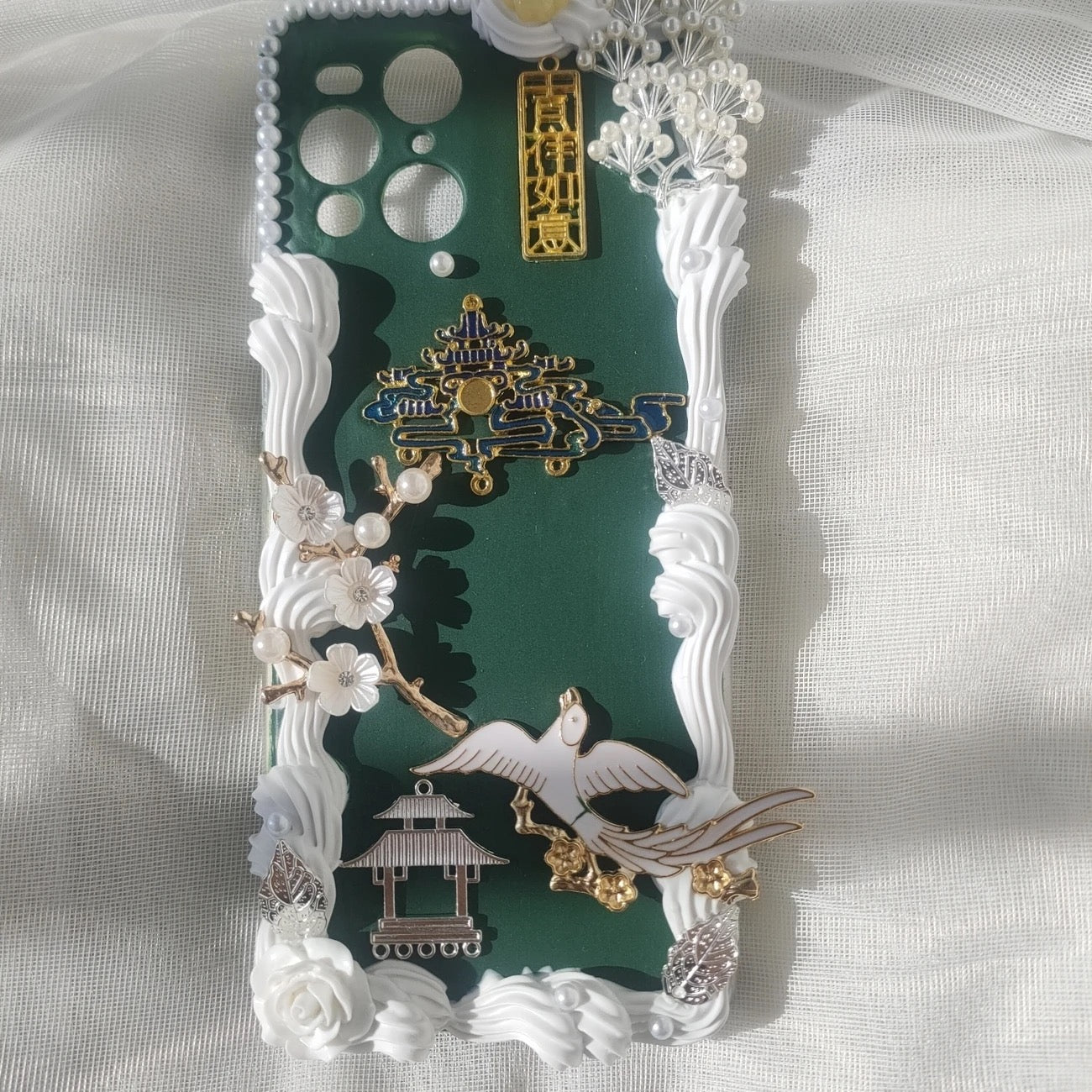 Chinese Ancient Style Hairpin Tassel Cream Phone Case