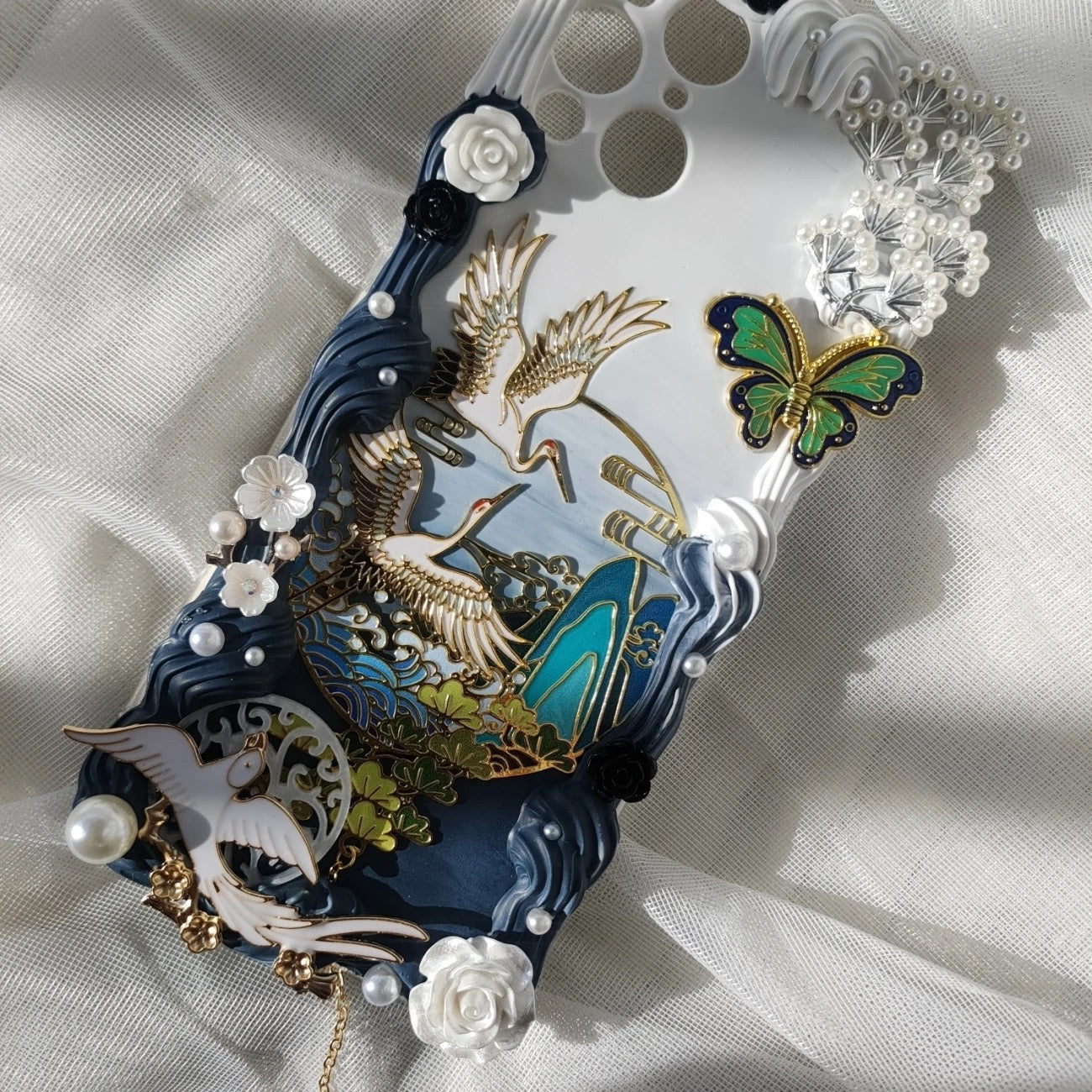 Chinese Ancient Style Hairpin Tassel Cream Phone Case