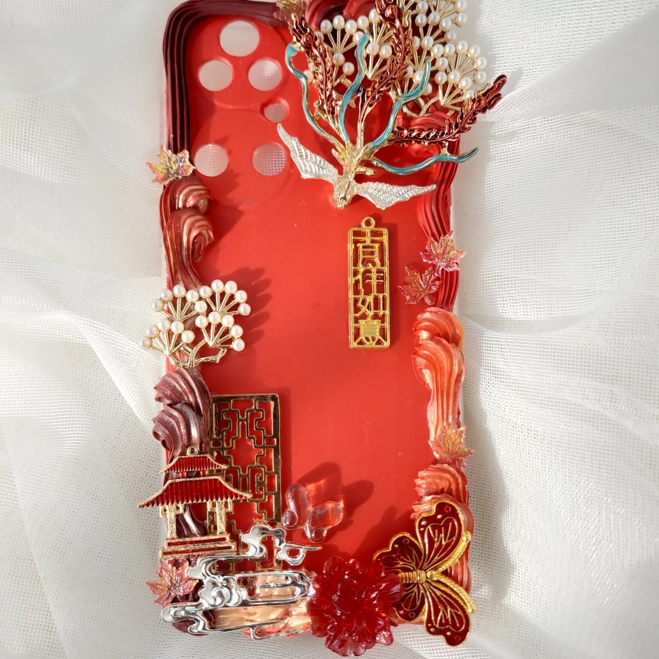 Chinese Ancient Style Hairpin Tassel Cream Phone Case