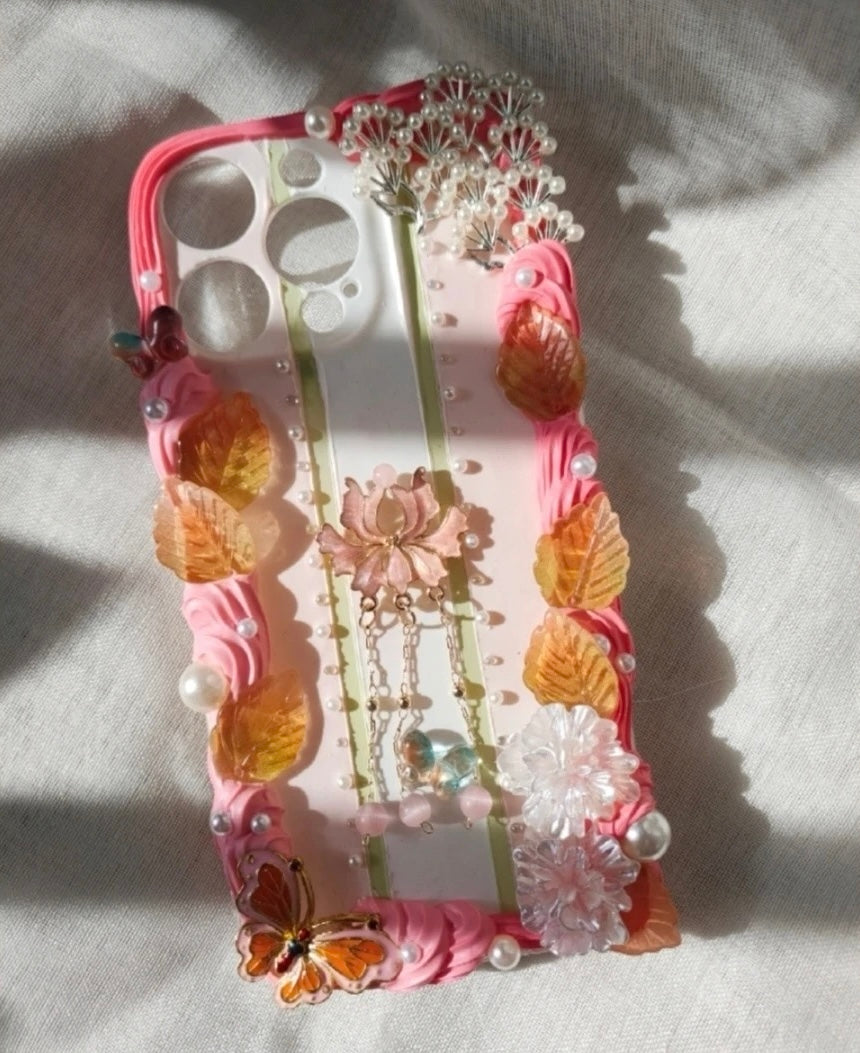 Chinese Ancient Style Hairpin Tassel Cream Phone Case