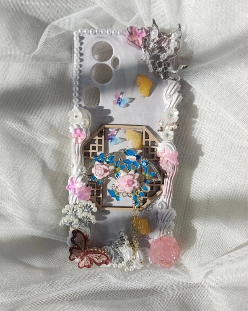 Chinese Ancient Style Hairpin Tassel Cream Phone Case