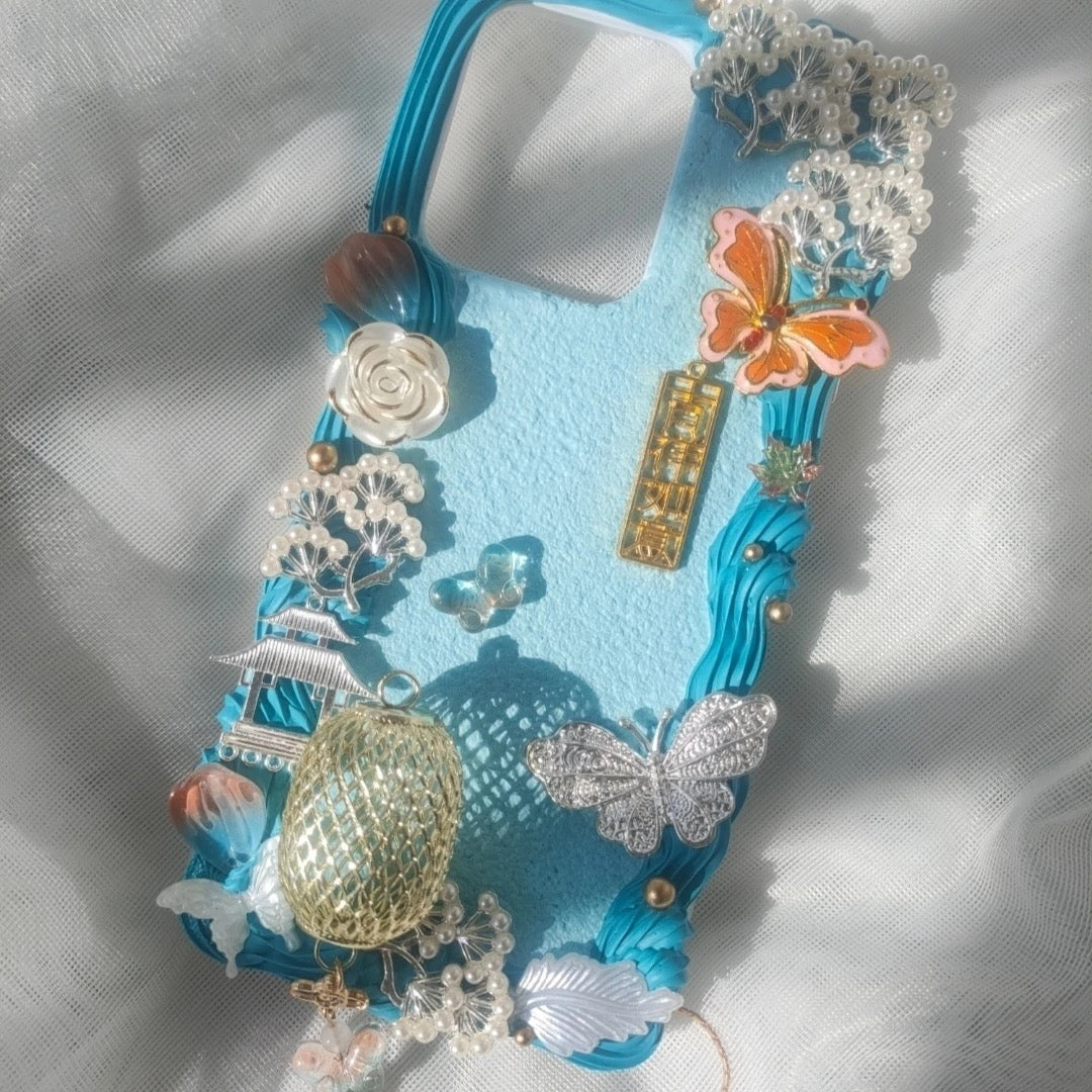 Chinese Ancient Style Hairpin Tassel Cream Phone Case
