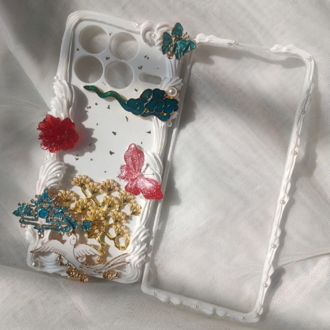 Chinese Ancient Style Hairpin Tassel Cream Phone Case