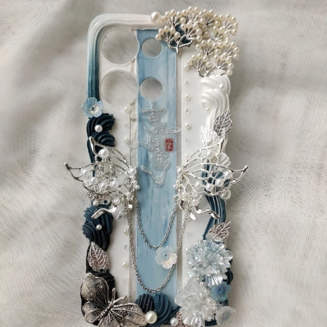 Chinese Ancient Style Hairpin Tassel Cream Phone Case
