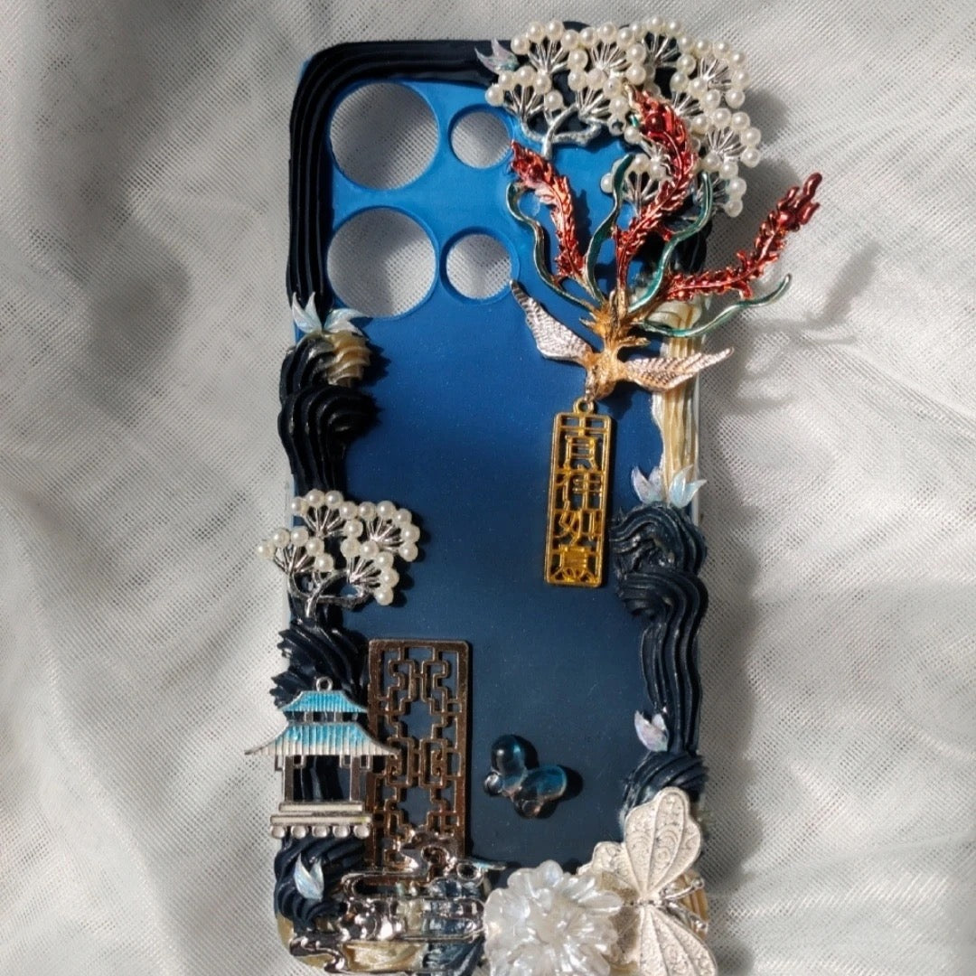 Chinese Ancient Style Hairpin Tassel Cream Phone Case