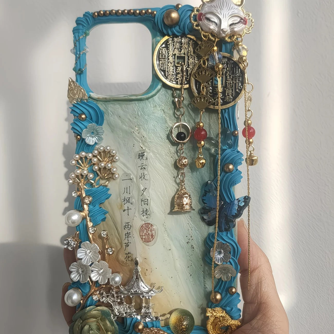 Chinese Ancient Style Hairpin Tassel Cream Phone Case