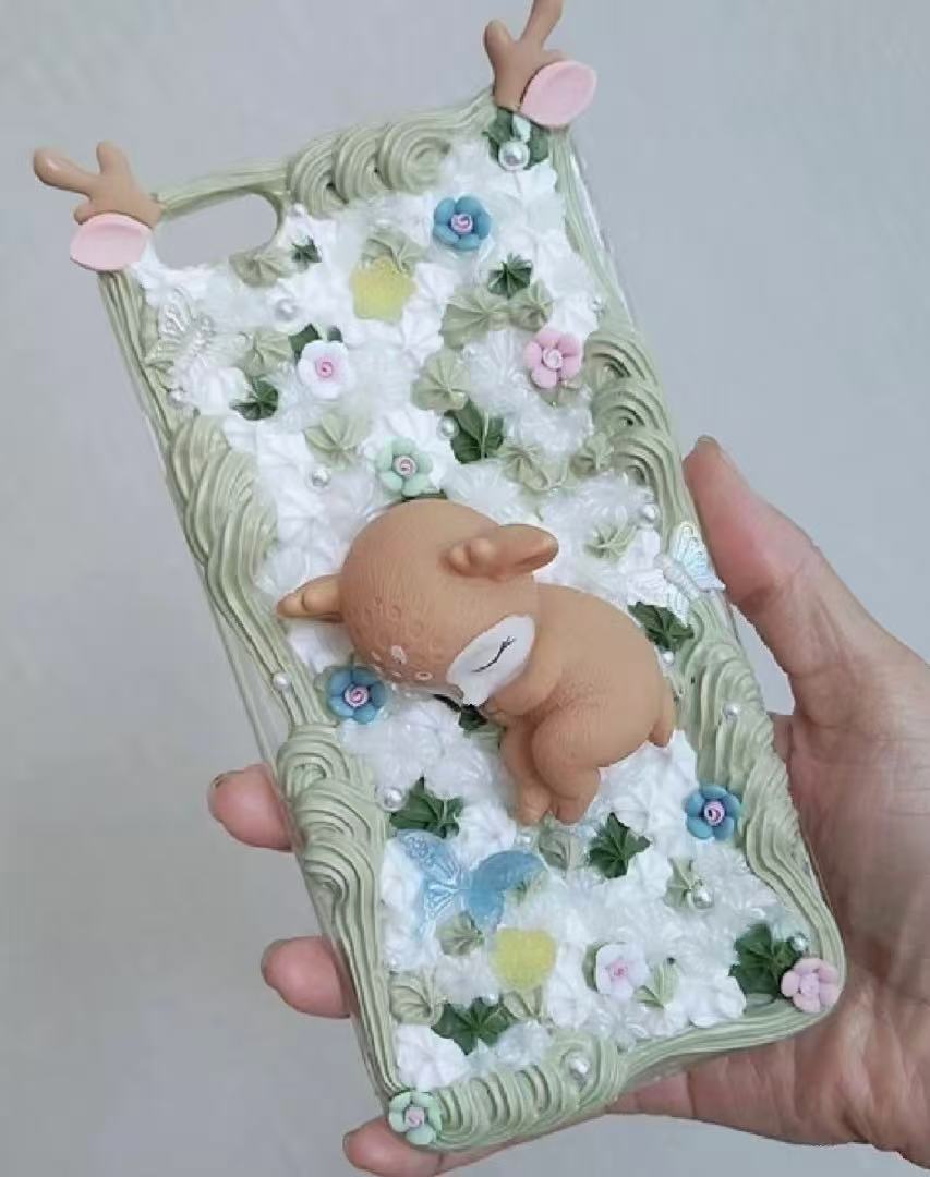 Cute Forest-style Fawn Moose Cream Phone Case Decoration