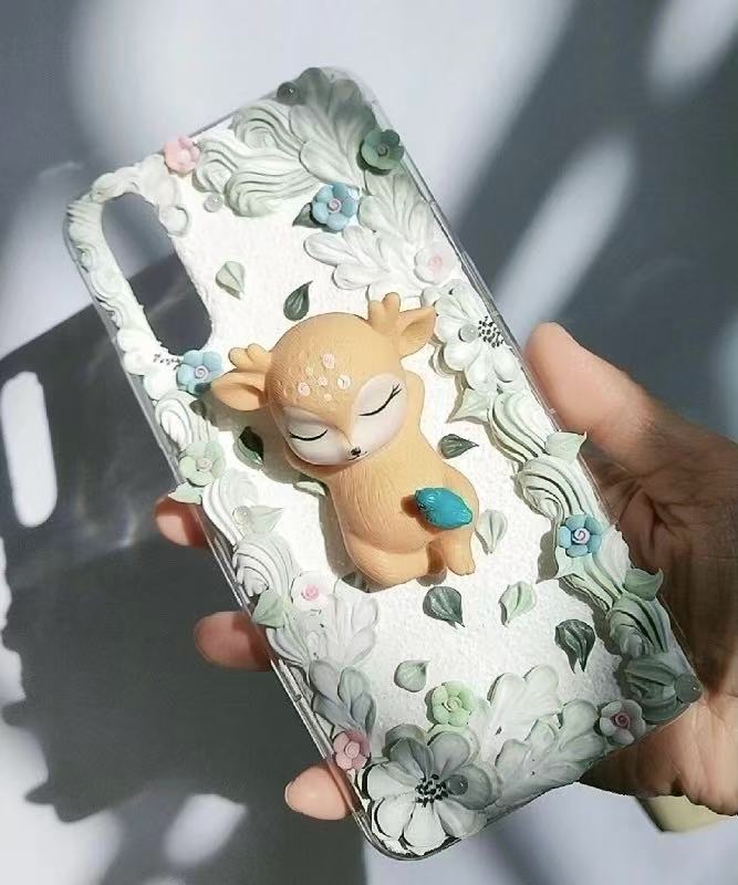 Cute Forest-style Fawn Moose Cream Phone Case Decoration
