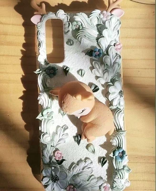 Cute Forest-style Fawn Moose Cream Phone Case Decoration