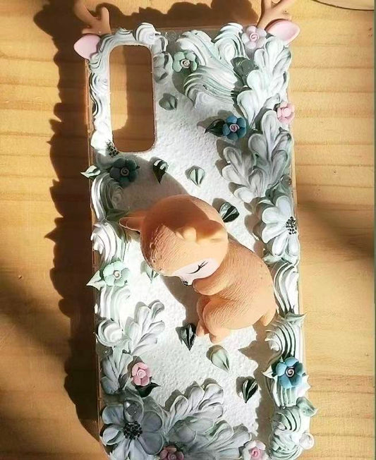 Cute Forest-style Fawn Moose Cream Phone Case Decoration