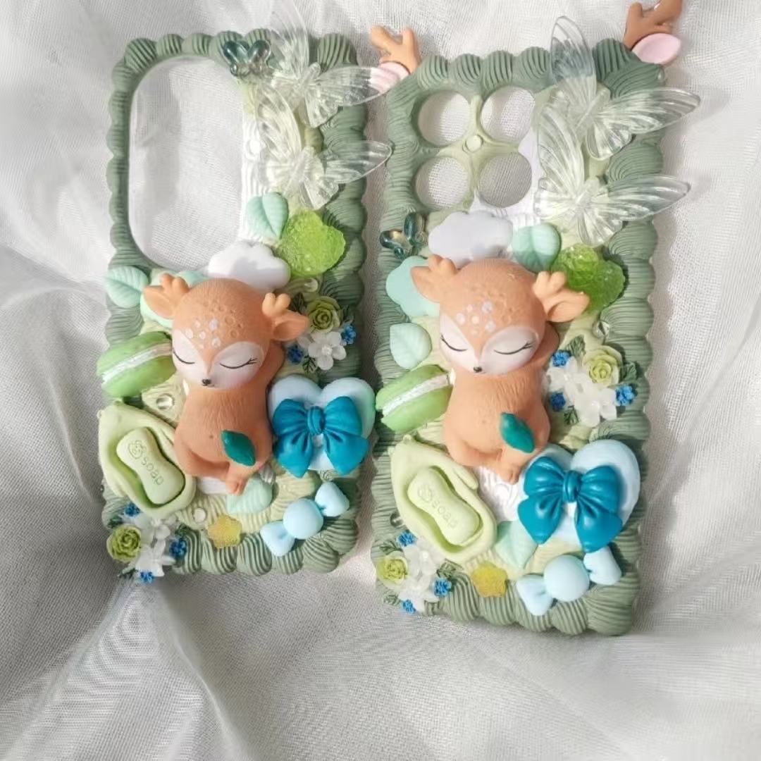 Cute Forest-style Fawn Moose Cream Phone Case Decoration