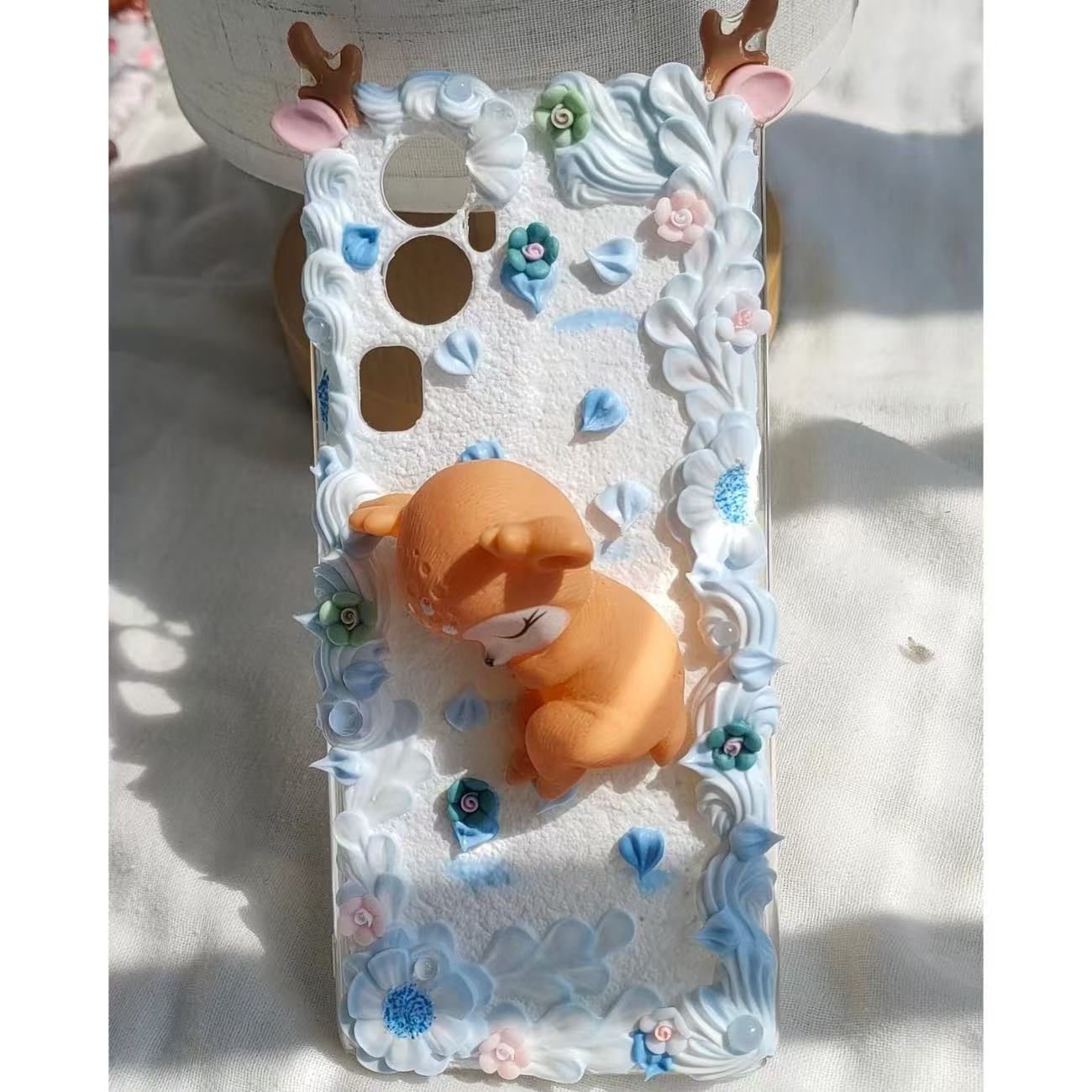 Cute Forest-style Fawn Moose Cream Phone Case Decoration