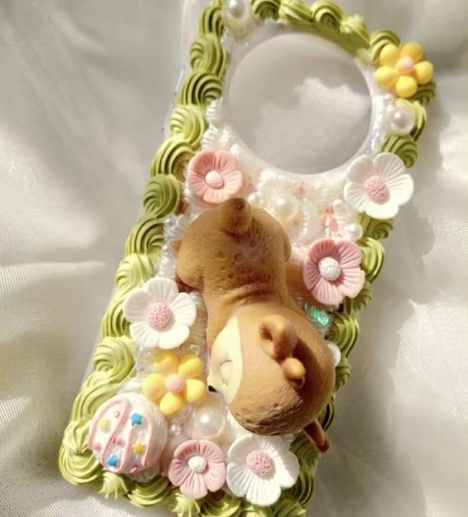 Cute Forest-style Fawn Moose Cream Phone Case Decoration